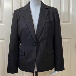 Jones New York Black Charcoal Gray Pinstripe Skirt Set Sz 14
